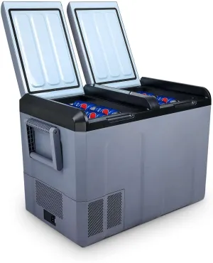 12 Volt Refrigerator 55Qt Portable Freezer 6.8F to 68F LCD Display & Shockproof, Portable Fridge for Truck, Van, RV Road Trip, Outdoor, Camping, Picnic, BBQ, Patio