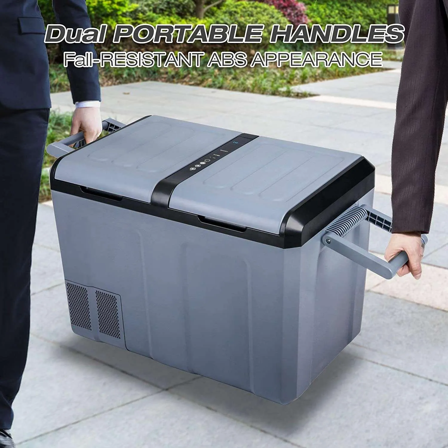 12 Volt Refrigerator 55Qt Portable Freezer 6.8F to 68F LCD Display & Shockproof, Portable Fridge for Truck, Van, RV Road Trip, Outdoor, Camping, Picnic, BBQ, Patio