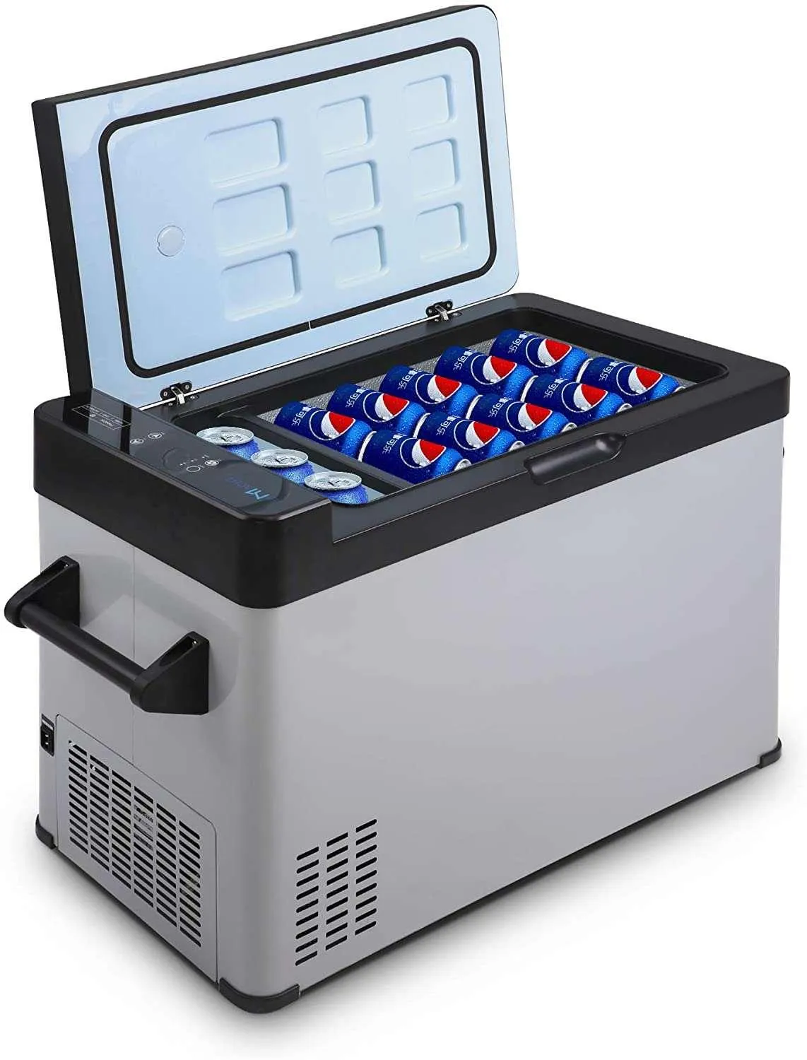12 Volt Refrigerator 55Qt Portable Freezer 6.8F to 68F LCD Display & Shockproof, Portable Fridge for Truck, Van, RV Road Trip, Outdoor, Camping, Picnic, BBQ, Patio