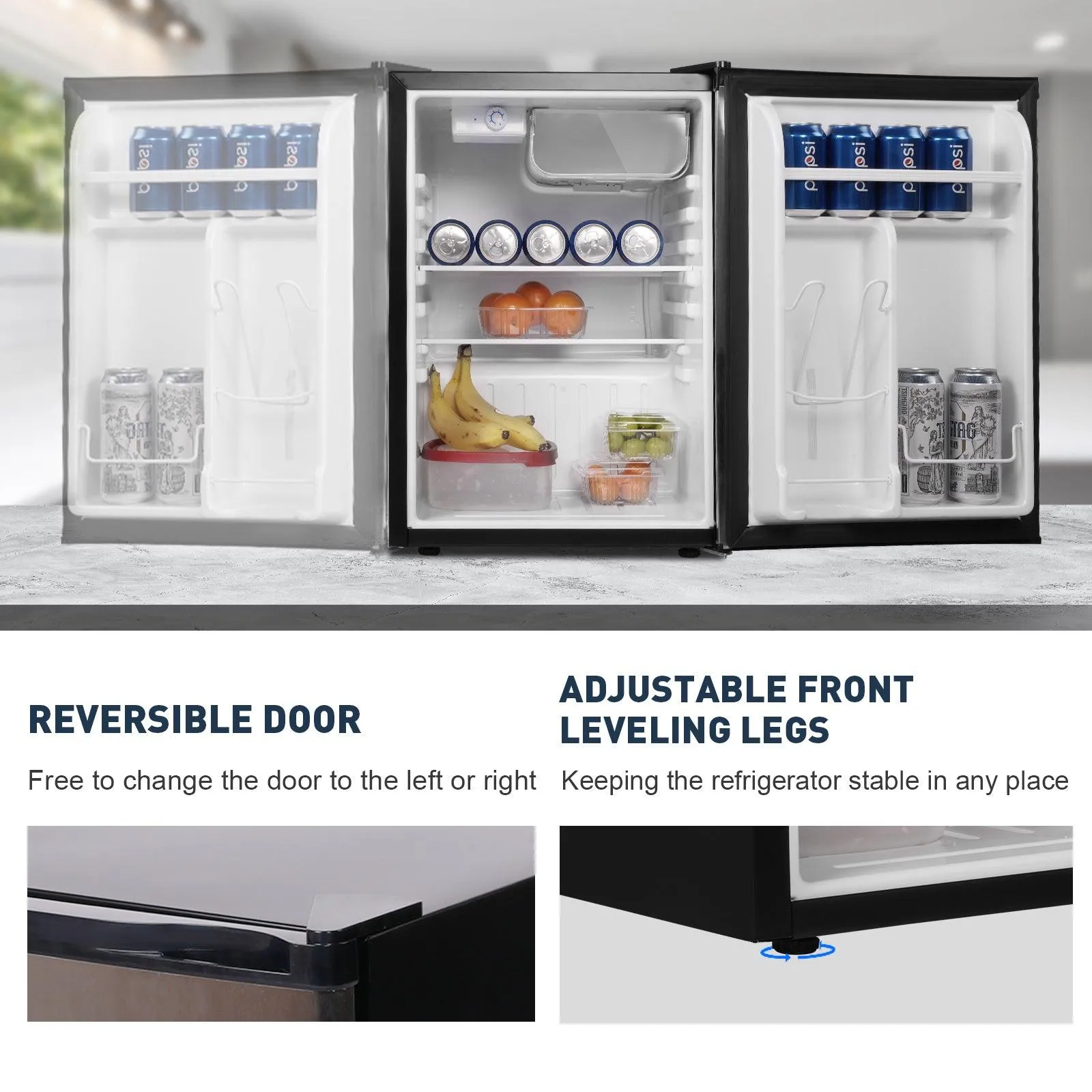 2.6 Cu.ft. Mini Fridge with Freezer Compact Refrigerator with Removable Shelf