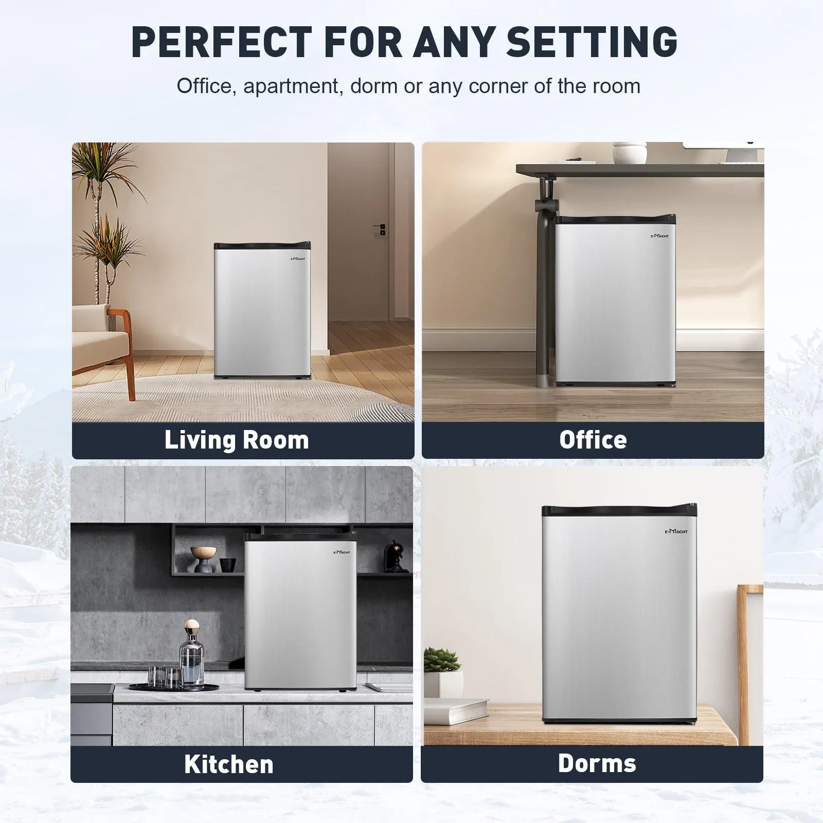 2.6 Cu.ft. Mini Fridge with Freezer Compact Refrigerator with Removable Shelf