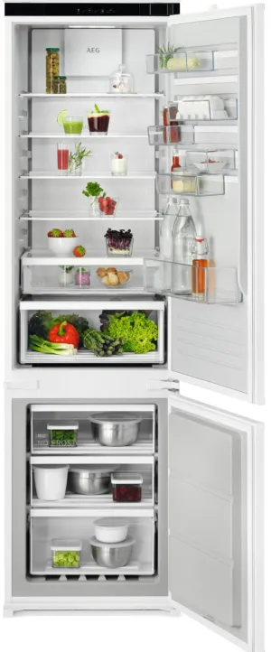AEG 6000 OSC6M191ES Integrated Frost Free Fridge Freezer with Sliding Door Fixing Kit - White - E Rated