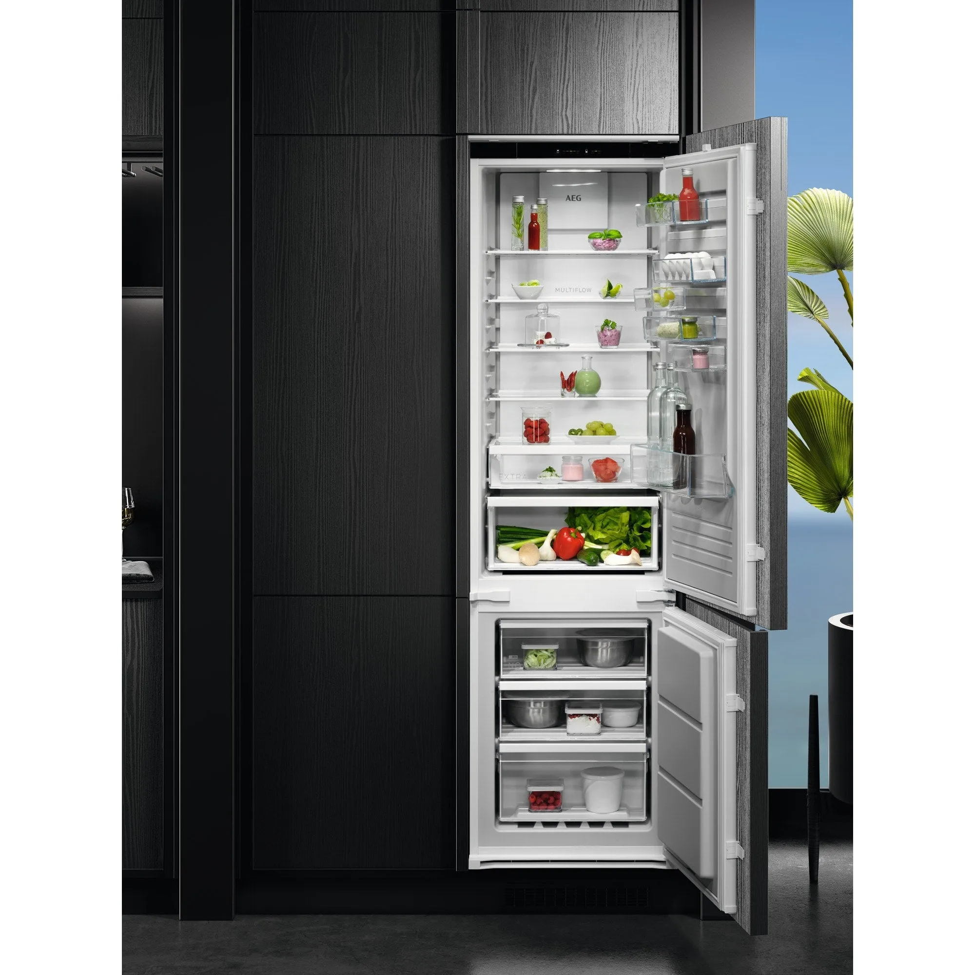 AEG 6000 OSC6M191ES Integrated Frost Free Fridge Freezer with Sliding Door Fixing Kit - White - E Rated