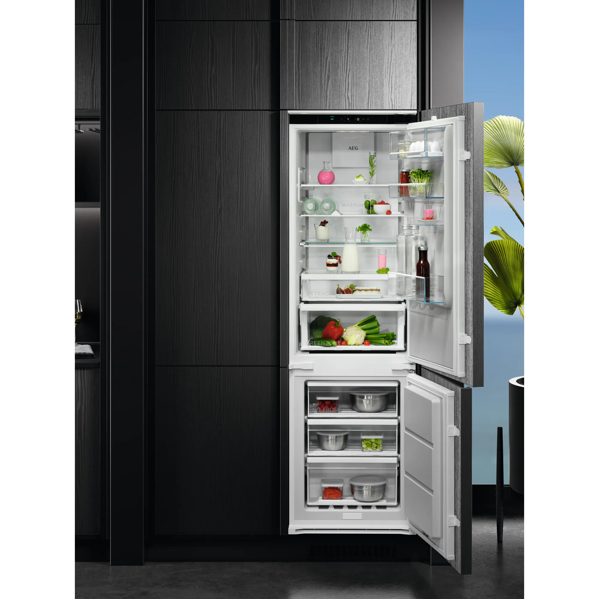 AEG 7000 TSC7M181DS Integrated Frost Free Fridge Freezer with Sliding Door Fixing Kit - White - D Rated