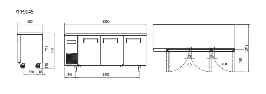 Atosa 1.8m Freezer Undercounter YPF9045