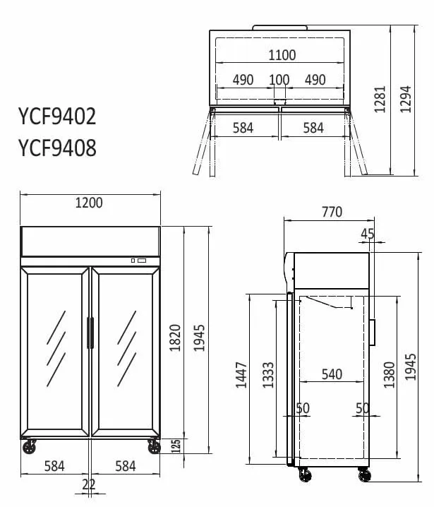 Atosa Double Glass Door Lightbox Freezer YCF9408