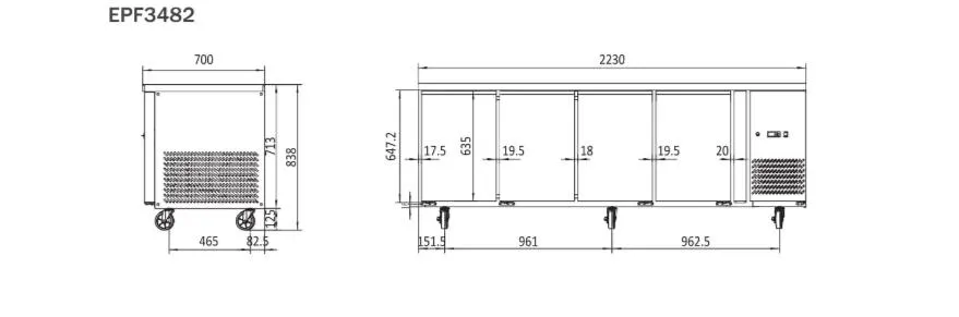 Atosa Four Door Freezer Table EPF3482