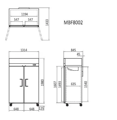 Atosa Top Mounted Double Door Freezer MBF8002
