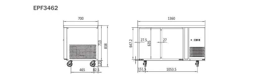 Atosa Two Door Freezer Table EPF3462