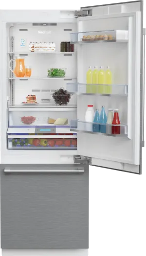 Beko BBBF3019IMWESS 30" Stainless Steel Freezer Bottom Built-In Refrigerator With Auto Ice Maker, Water Dispenser