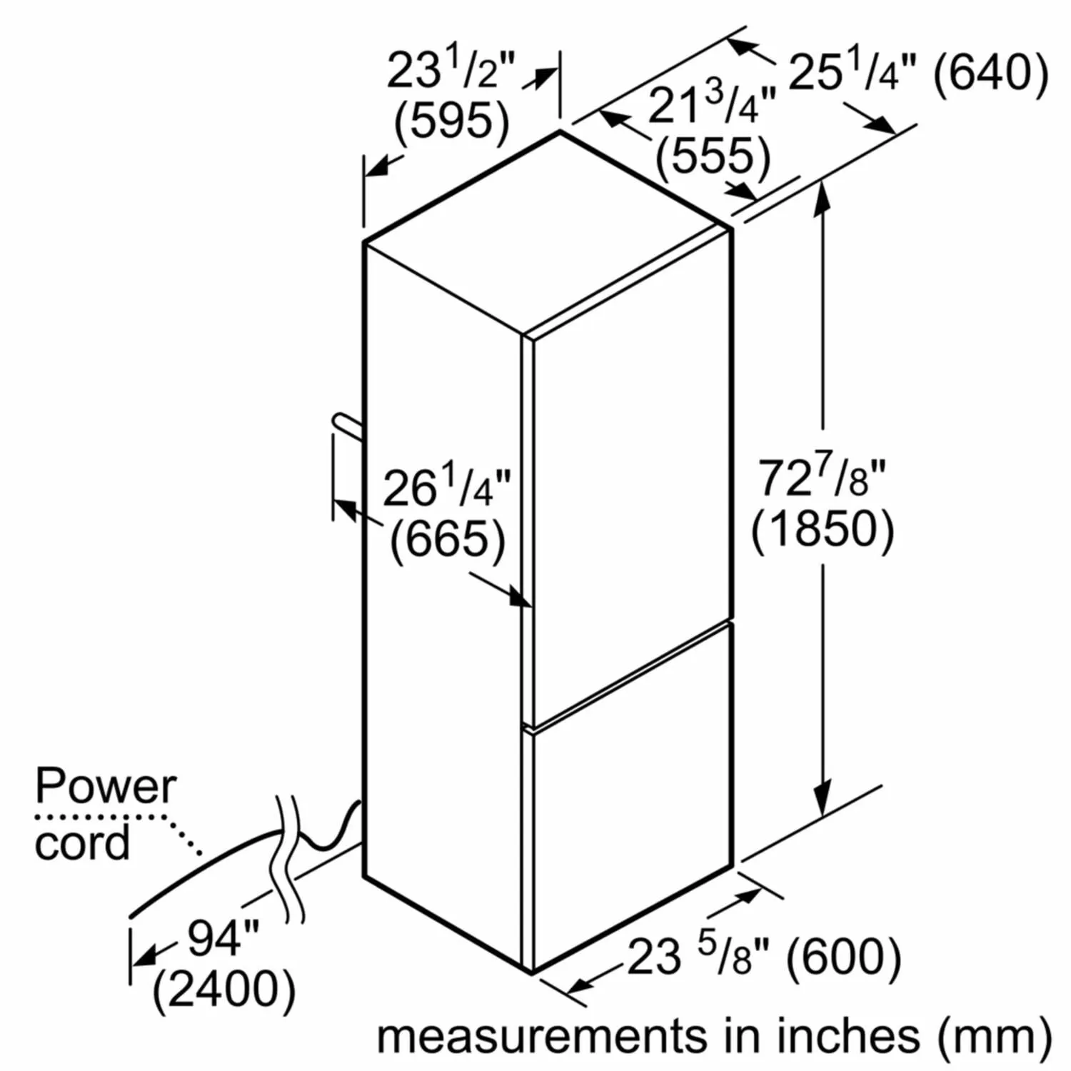 Bosch B10CB81NVB 800 Series Free-Standing Fridge-Freezer With Freezer At Bottom, Glass Door 23.5'' Black B10Cb81Nvb