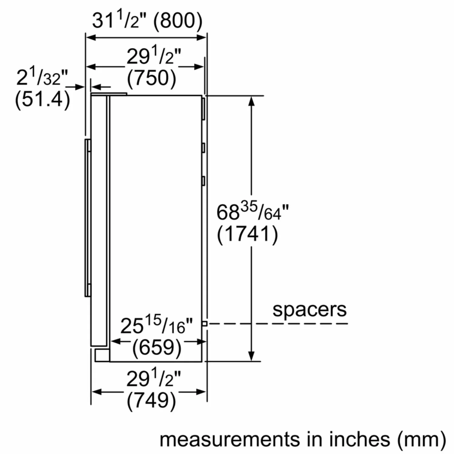 Bosch B20CS30SNS 300 Series Freestanding Counter-Depth Side-By-Side Refrigerator 36'' Easy Clean Stainless Steel B20Cs30Sns