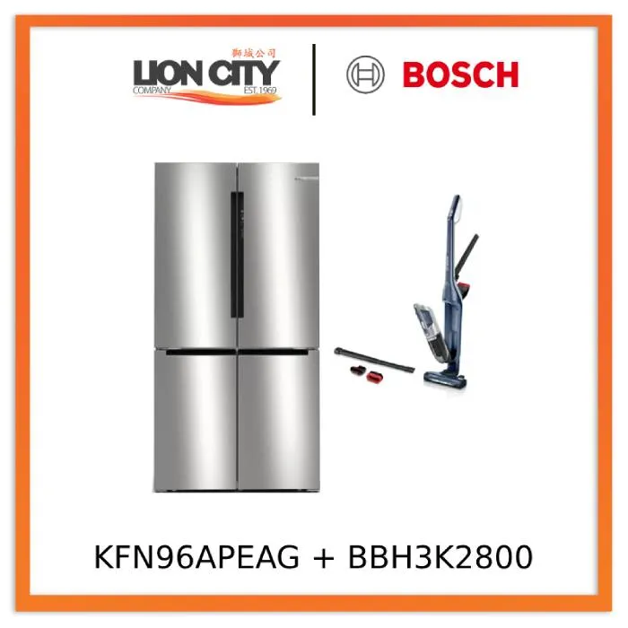 Bosch KFN96APEAG Multi Foor French Bottom Freezer Series 6   Bosch BBH3K2800 Handstick Vacuum