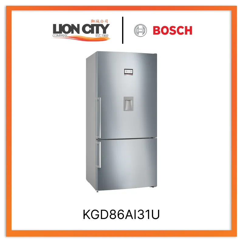 BOSCH KGD86AI31U Series 6 Free-Standing Fridge-Freezer With Freezer At Bottom 186 x 86 cm Brushed Steel (With Anti-Fingerprint)