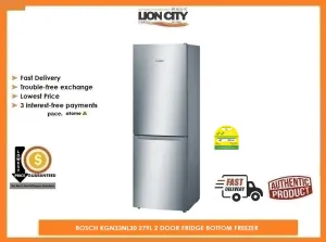 BOSCH KGN33NL30O 279L 2 DOOR FRIDGE BOTTOM FREEZER ***Pre-order