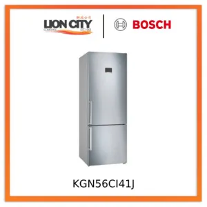 Bosch KGN56CI41J Series 4 free-standing fridge-freezer with freezer at bottom 193 x 70 cm Stainless steel (with anti-fingerprint)