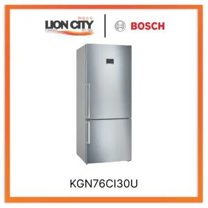 Bosch KGN76CI30U Series 6 Freestanding Fridge-Freezer (Bottom Freezer) 186 x 75 cm Brushed Steel Anti-Fingerprint