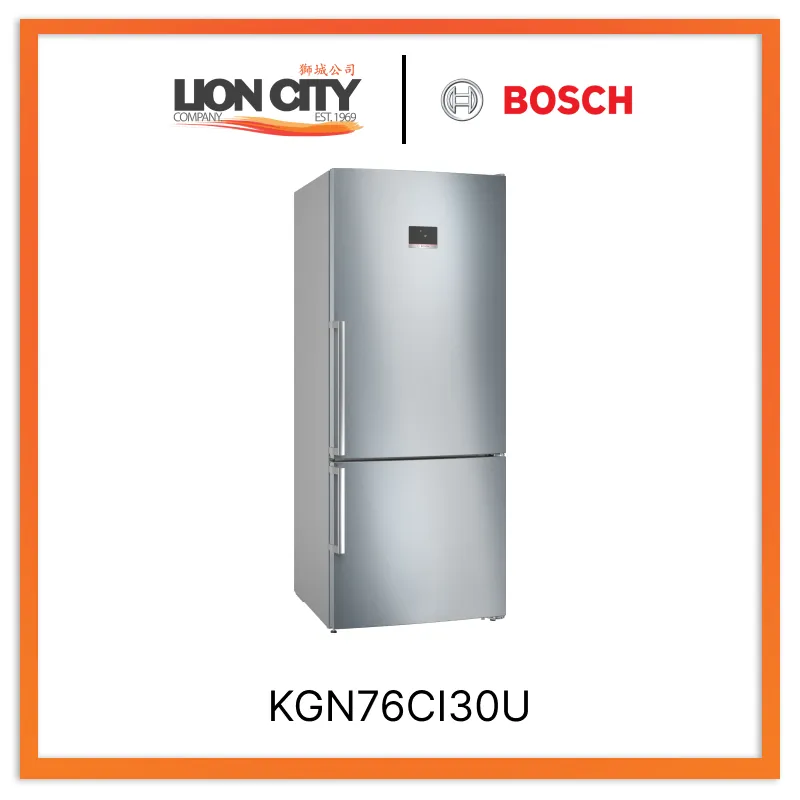 Bosch KGN76CI30U Series 6 Freestanding Fridge-Freezer (Bottom Freezer) 186 x 75 cm Brushed Steel Anti-Fingerprint