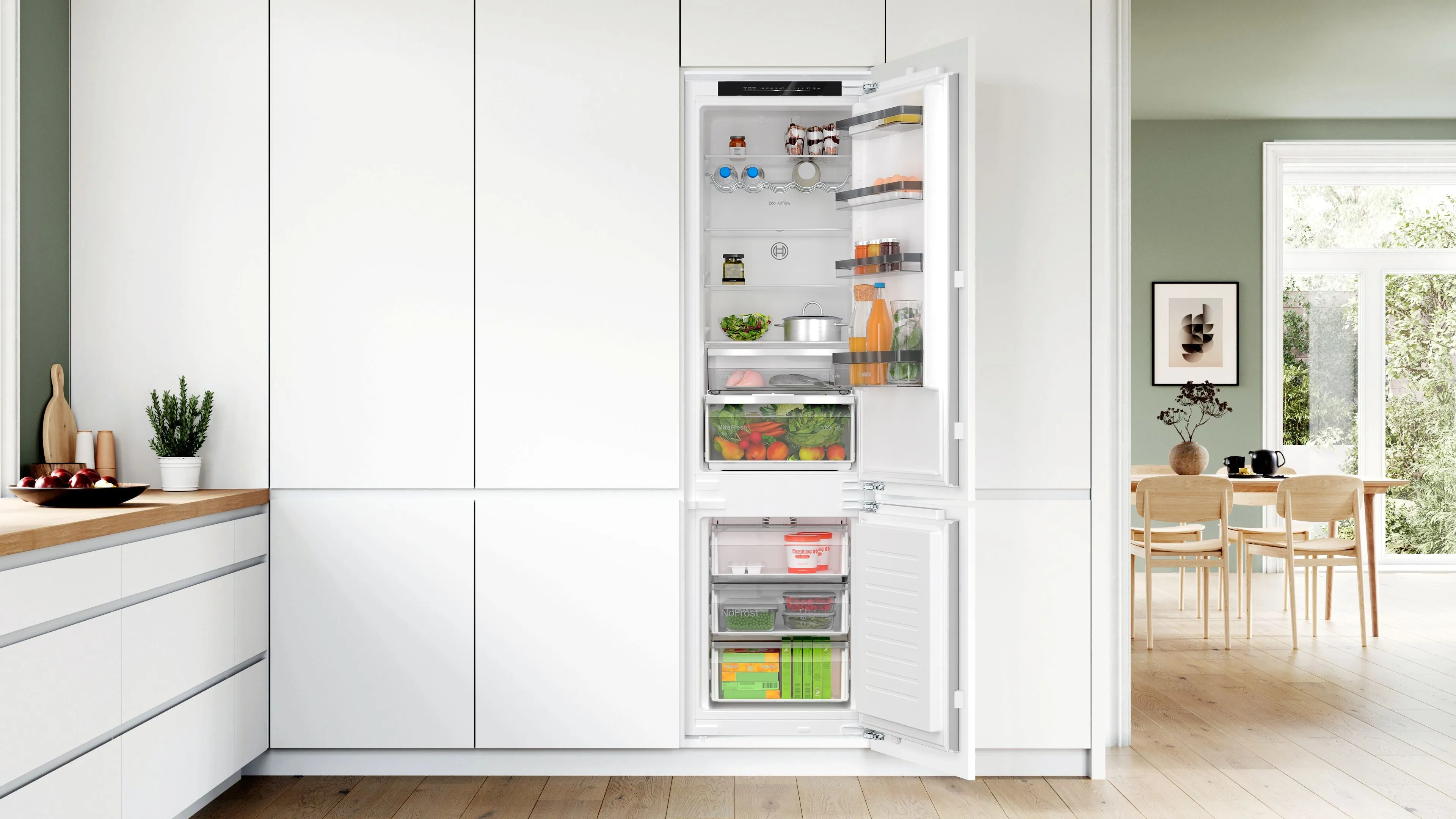 Bosch Series 4 KIN96VFD0 XL Integrated Frost Free Fridge Freezer with Fixed Door Fixing Kit - White - D Rated