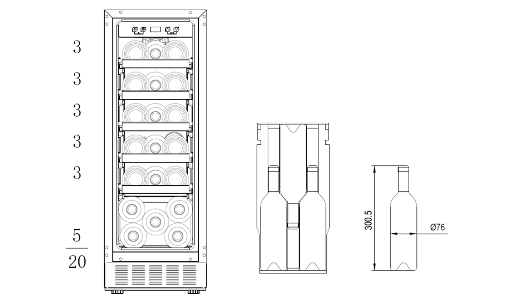BUW20BA 20 BOTTLES WINE CHILLER