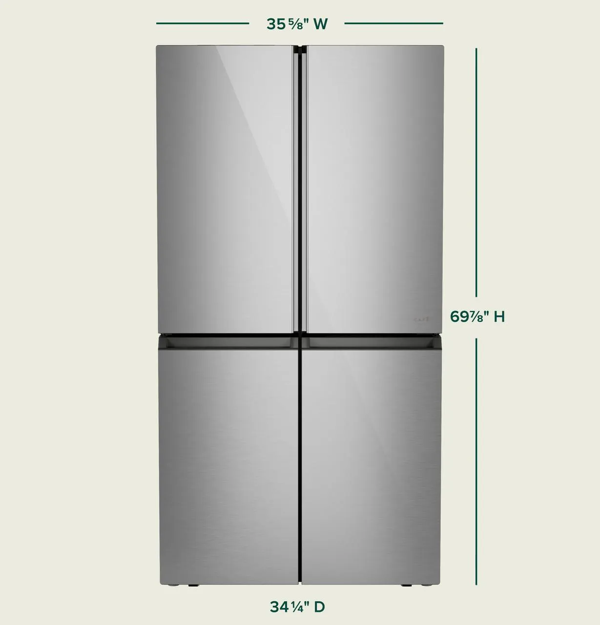 Cafe CAE28DM5TS5 Caf&#8482; Energy Star 27.4 Cu. Ft. Smart Quad-Door Refrigerator In Platinum Glass With Dual-Dispense Autofill Pitcher
