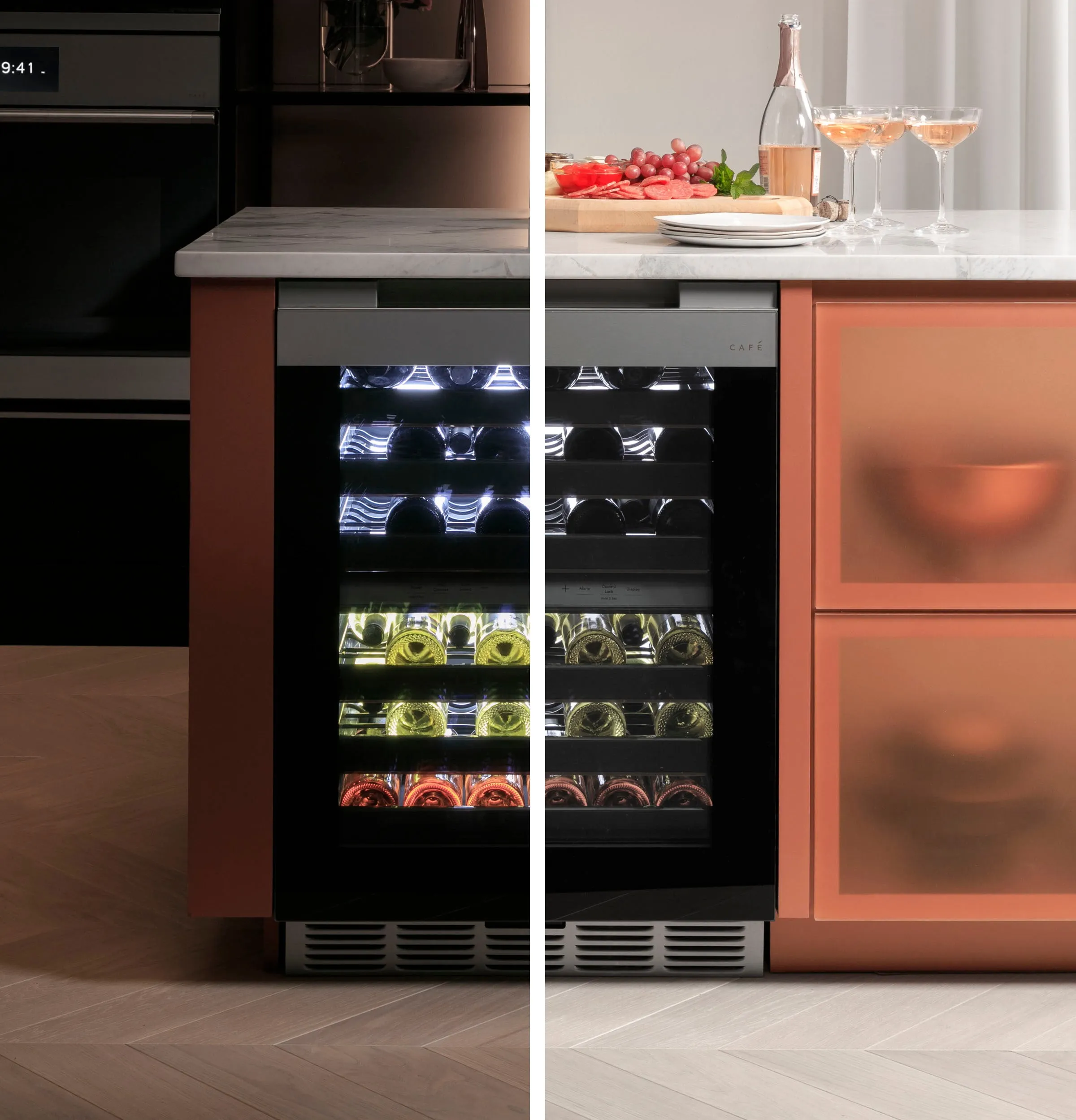 Cafe CCR06DM2PS5 Caf Wine Center In Platinum Glass