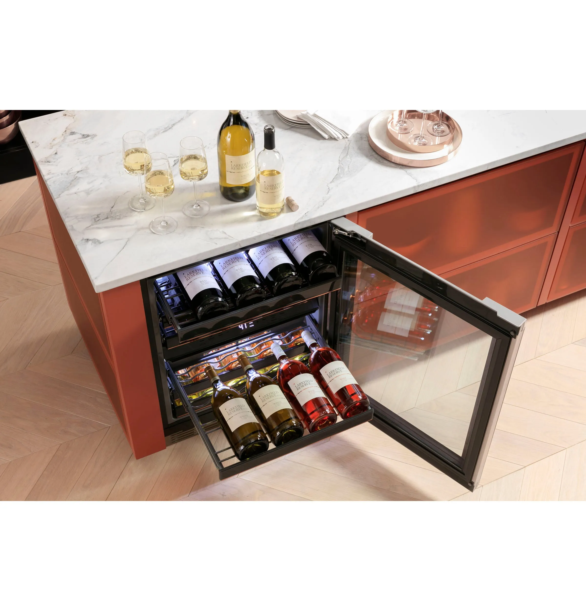 Cafe CCR06DM2PS5 Caf Wine Center In Platinum Glass