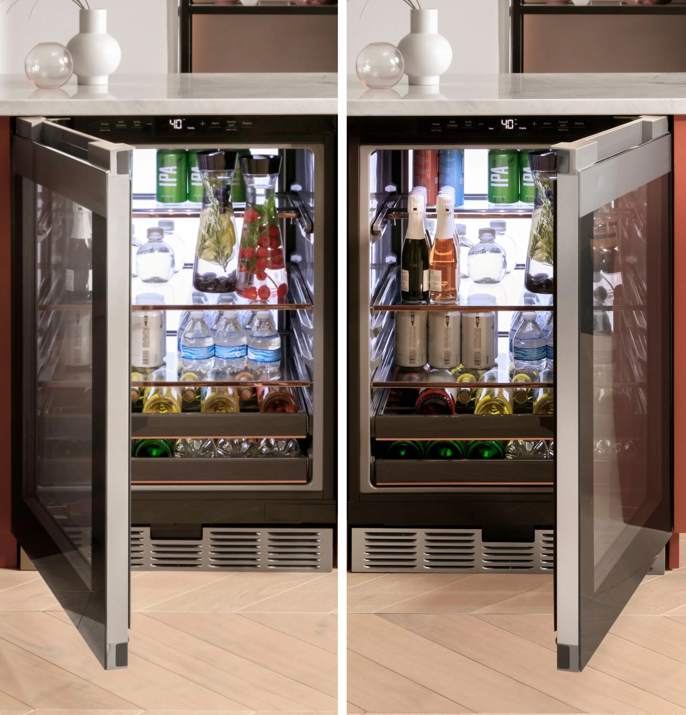 Cafe CCR06DM2PS5 Caf Wine Center In Platinum Glass
