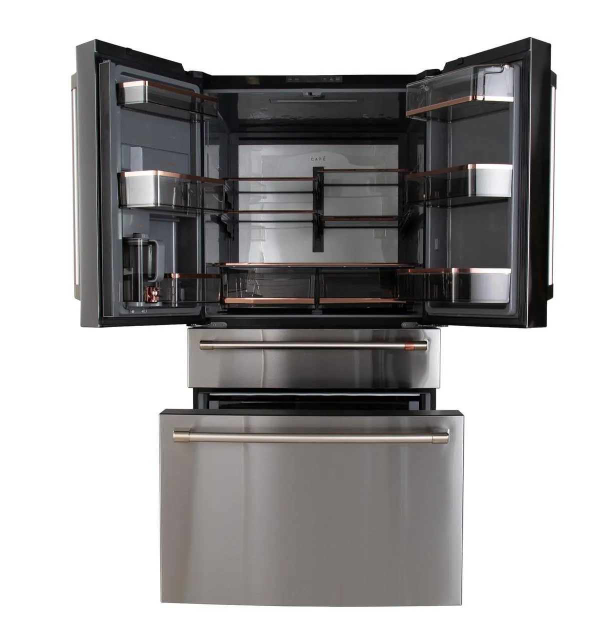 Cafe CGE29DP2TS1 Caf&#8482; Energy Star 28.7 Cu. Ft. Smart 4-Door French-Door Refrigerator With Dual-Dispense Autofill Pitcher