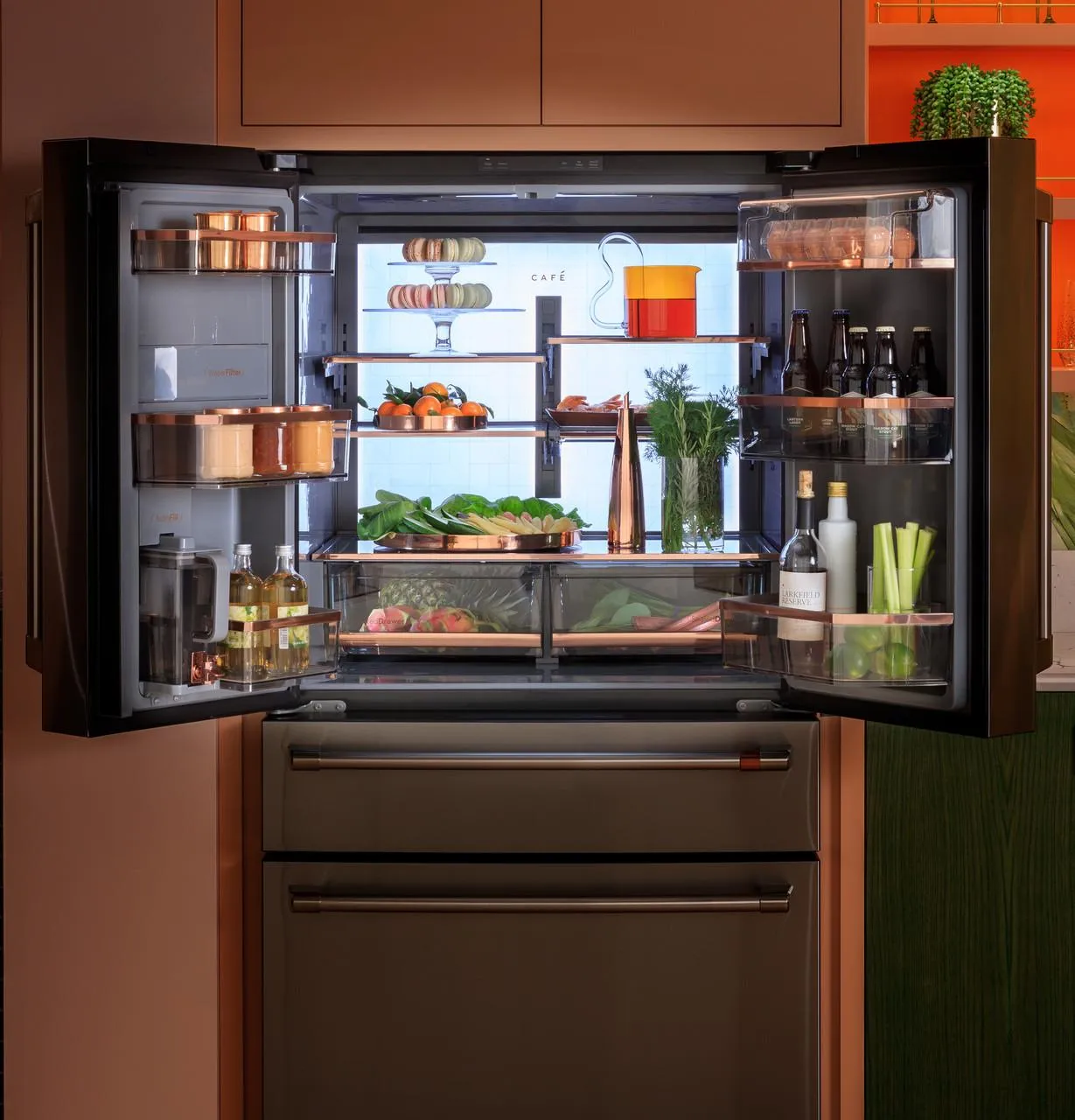 Cafe CGE29DP4TW2 Caf&#8482; Energy Star 28.7 Cu. Ft. Smart 4-Door French-Door Refrigerator With Dual-Dispense Autofill Pitcher