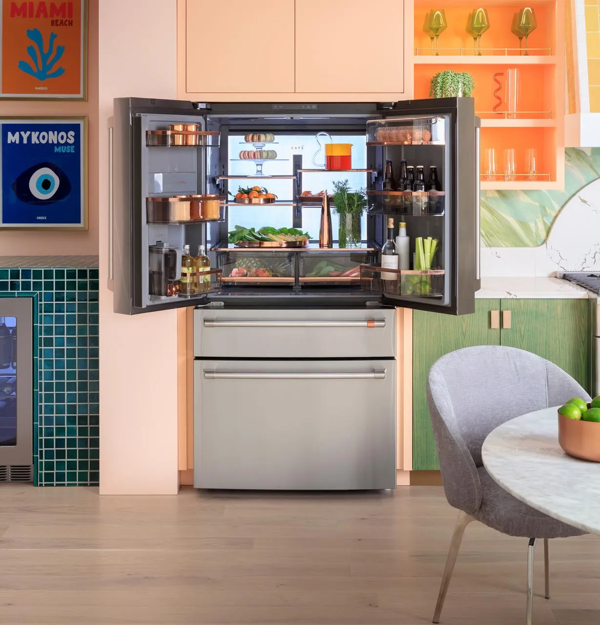 Cafe CGE29DP4TW2 Caf&#8482; Energy Star 28.7 Cu. Ft. Smart 4-Door French-Door Refrigerator With Dual-Dispense Autofill Pitcher