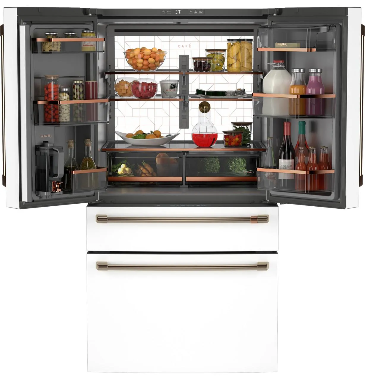 Cafe CGE29DP4TW2 Caf&#8482; Energy Star 28.7 Cu. Ft. Smart 4-Door French-Door Refrigerator With Dual-Dispense Autofill Pitcher