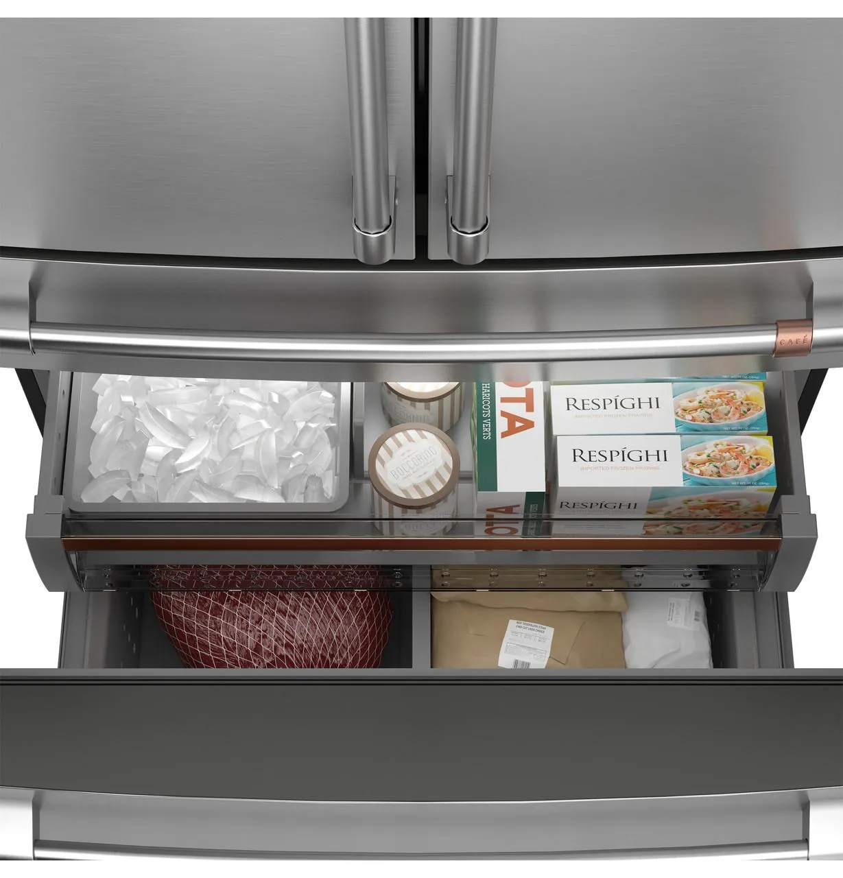 Cafe CGE29DP4TW2 Caf&#8482; Energy Star 28.7 Cu. Ft. Smart 4-Door French-Door Refrigerator With Dual-Dispense Autofill Pitcher