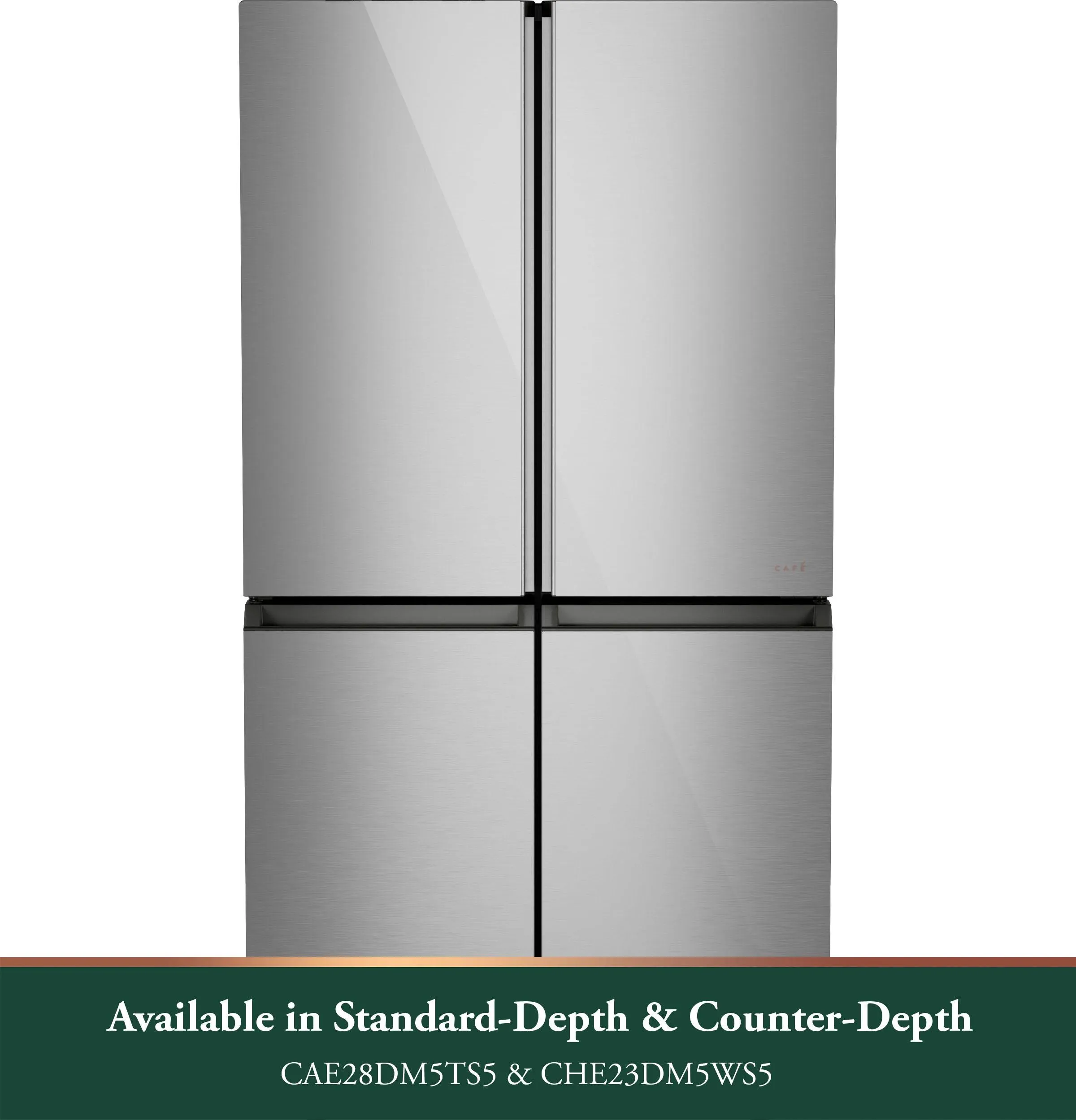 Cafe CHE23DM5WS5 Caf&#8482; Energy Star 22.9 Cu. Ft. Smart Counter-Depth Quad-Door Refrigerator In Platinum Glass With Dual-Dispense Autofill Pitcher