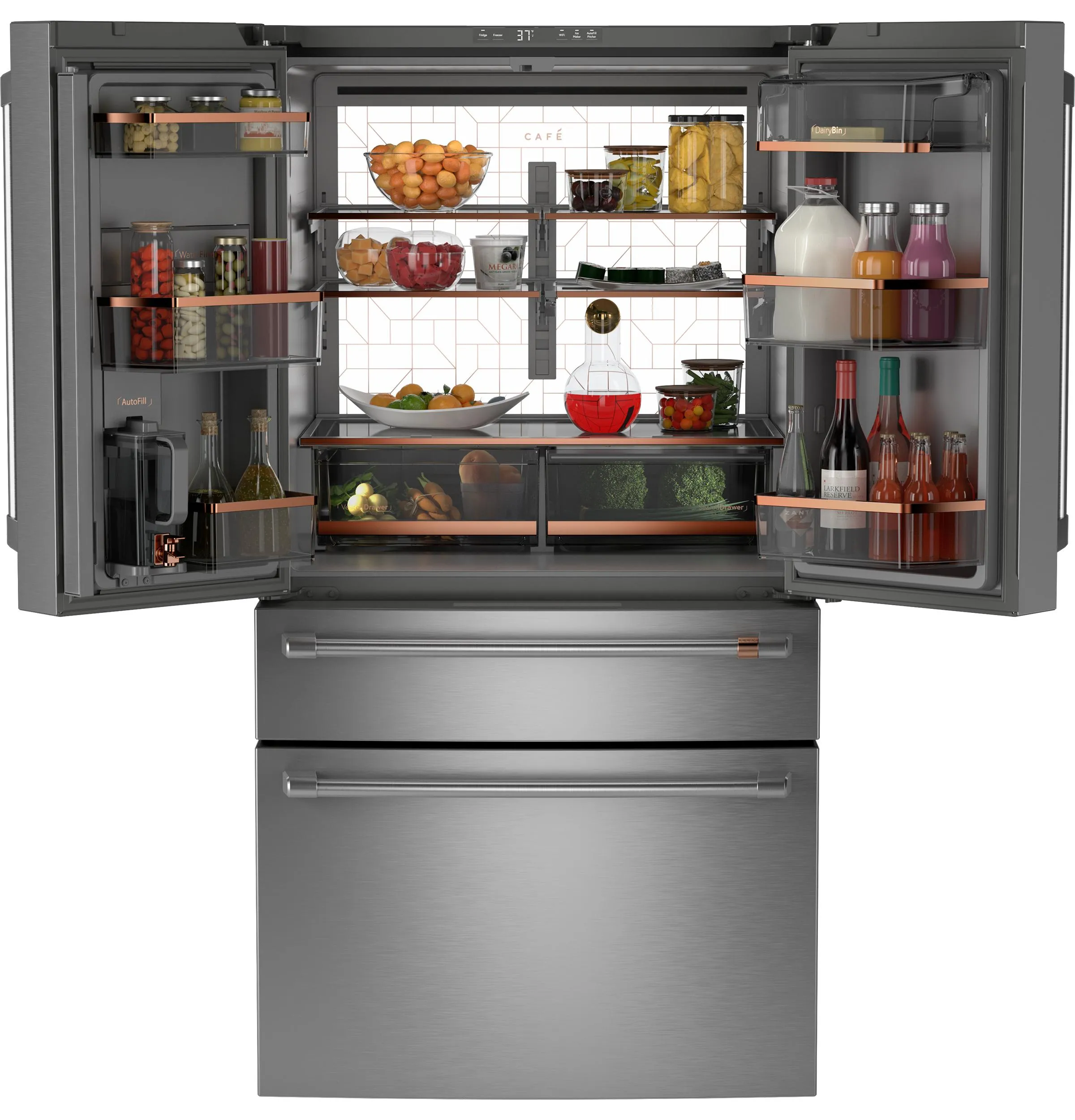 Cafe CJE23DP2WS1 Caf&#8482; Energy Star 23.2 Cu. Ft. Smart Counter-Depth 4-Door French-Door Refrigerator With Dual-Dispense Autofill Pitcher