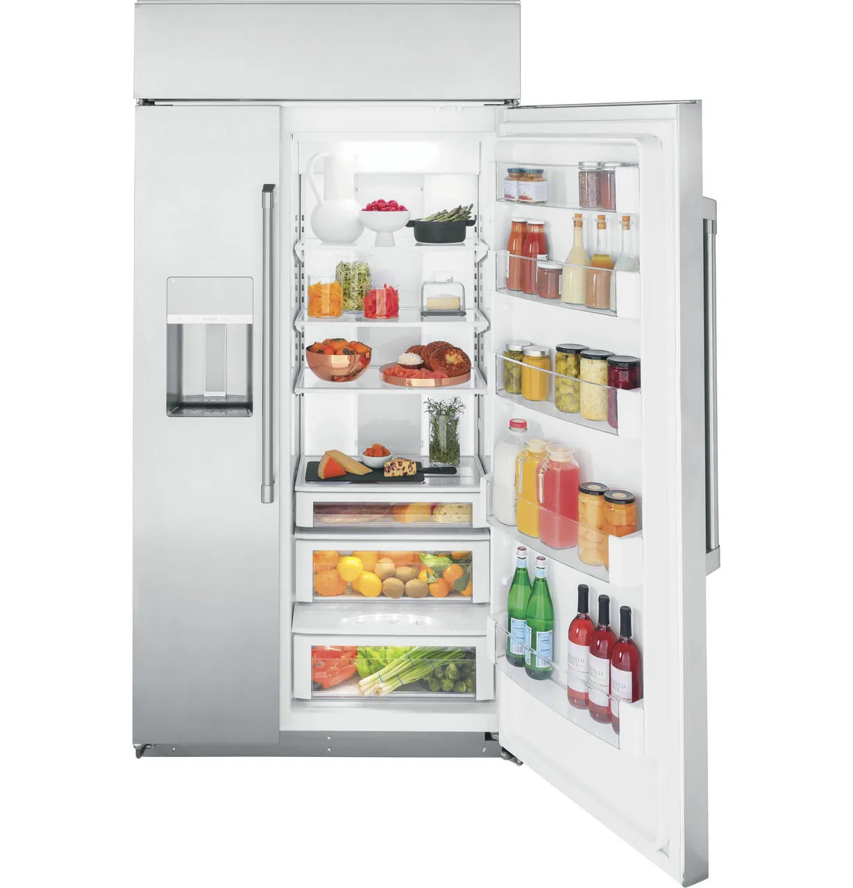 Cafe CSB42YP2RS1 Caf&#8482; 42" Smart Built-In Side-By-Side Refrigerator With Dispenser