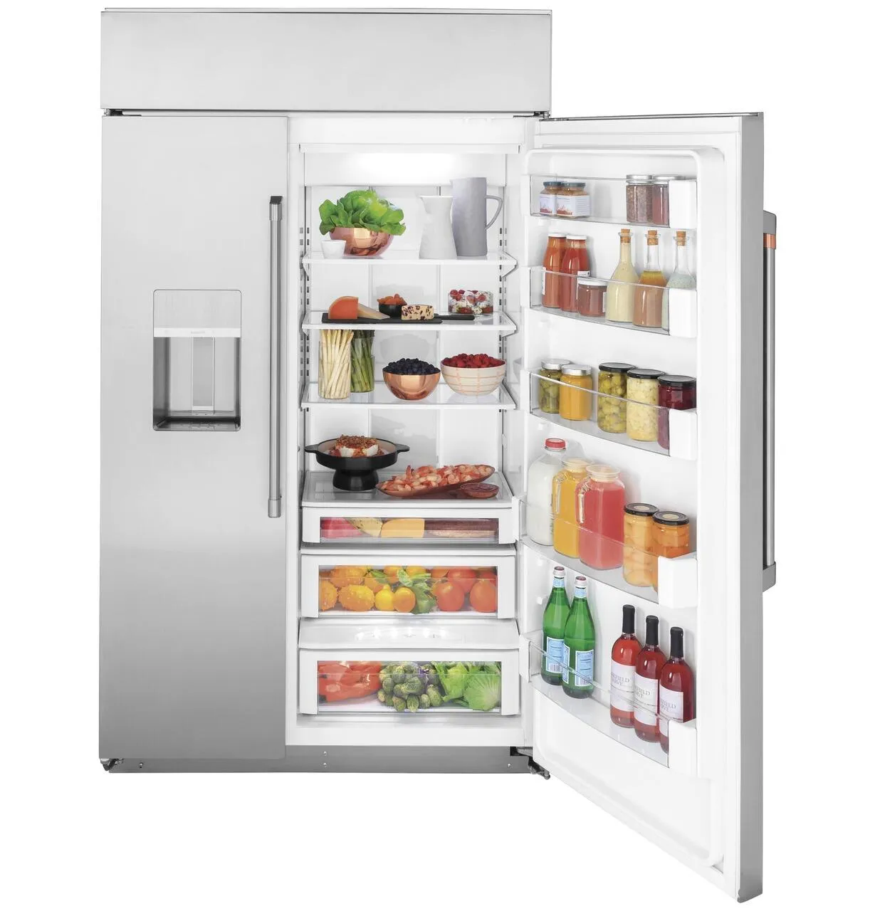 Cafe CSB48YP2RS1 Caf&#8482; 48" Smart Built-In Side-By-Side Refrigerator With Dispenser