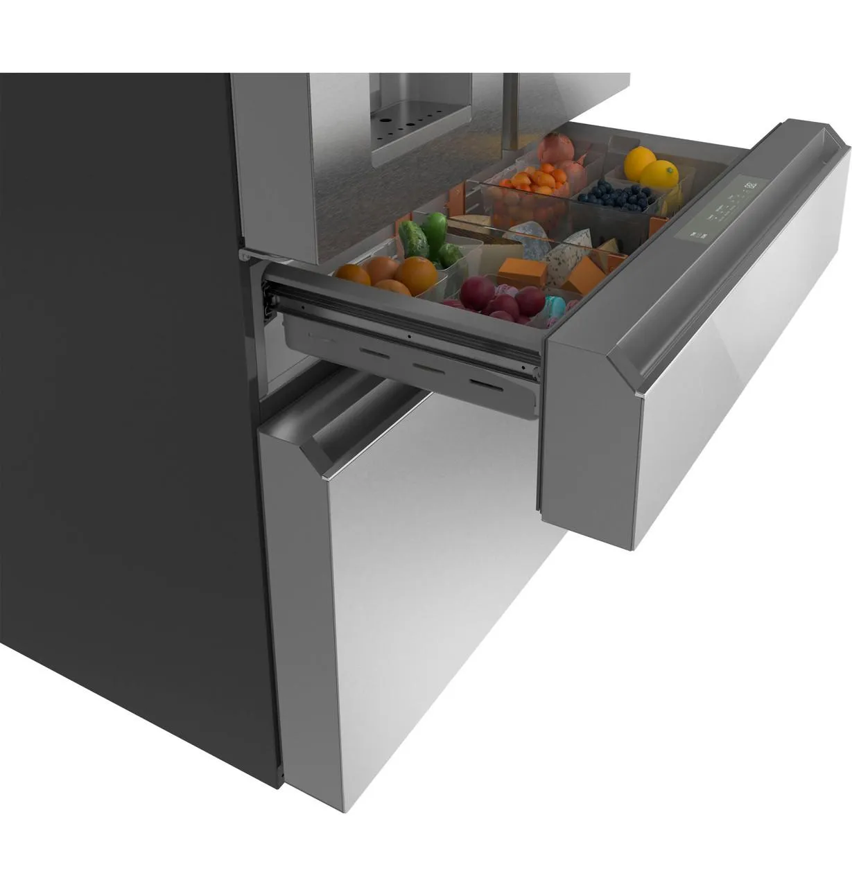 Cafe CXE22DM5PS5 Caf&#8482; Energy Star 22.3 Cu. Ft. Smart Counter-Depth 4-Door French-Door Refrigerator In Platinum Glass