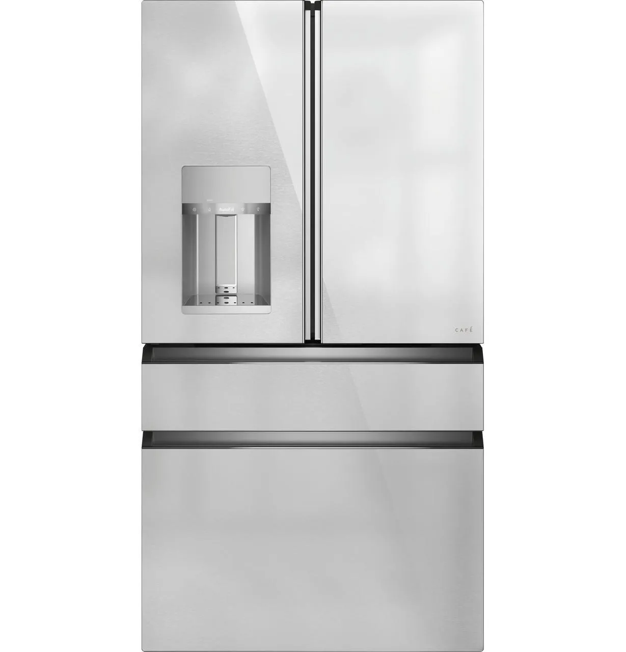 Cafe CXE22DM5PS5 Caf&#8482; Energy Star 22.3 Cu. Ft. Smart Counter-Depth 4-Door French-Door Refrigerator In Platinum Glass