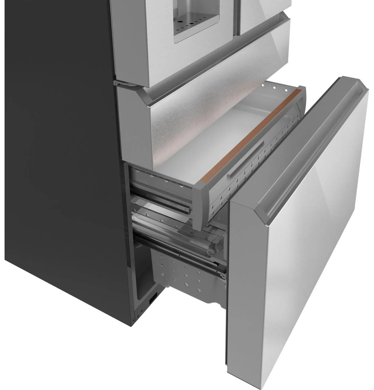 Cafe CXE22DM5PS5 Caf&#8482; Energy Star 22.3 Cu. Ft. Smart Counter-Depth 4-Door French-Door Refrigerator In Platinum Glass