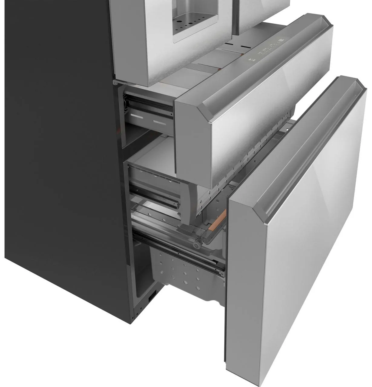 Cafe CXE22DM5PS5 Caf&#8482; Energy Star 22.3 Cu. Ft. Smart Counter-Depth 4-Door French-Door Refrigerator In Platinum Glass