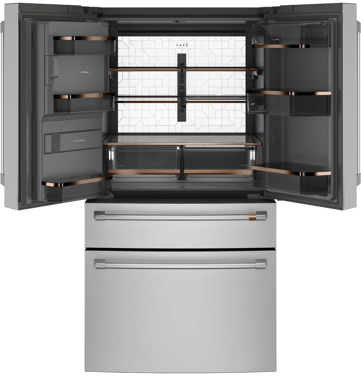 Cafe CXE22DP2PS1 Caf&#8482; Energy Star 22.3 Cu. Ft. Smart Counter-Depth 4-Door French-Door Refrigerator