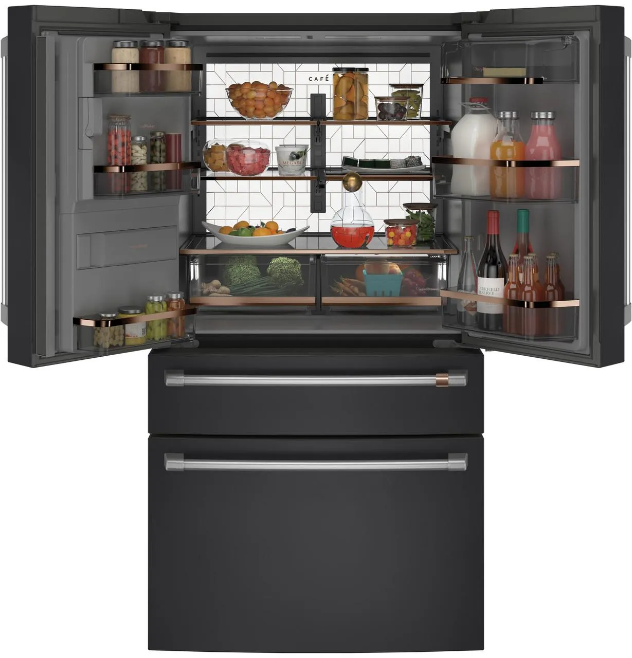 Cafe CXE22DP3PD1 Caf&#8482; Energy Star 22.3 Cu. Ft. Smart Counter-Depth 4-Door French-Door Refrigerator
