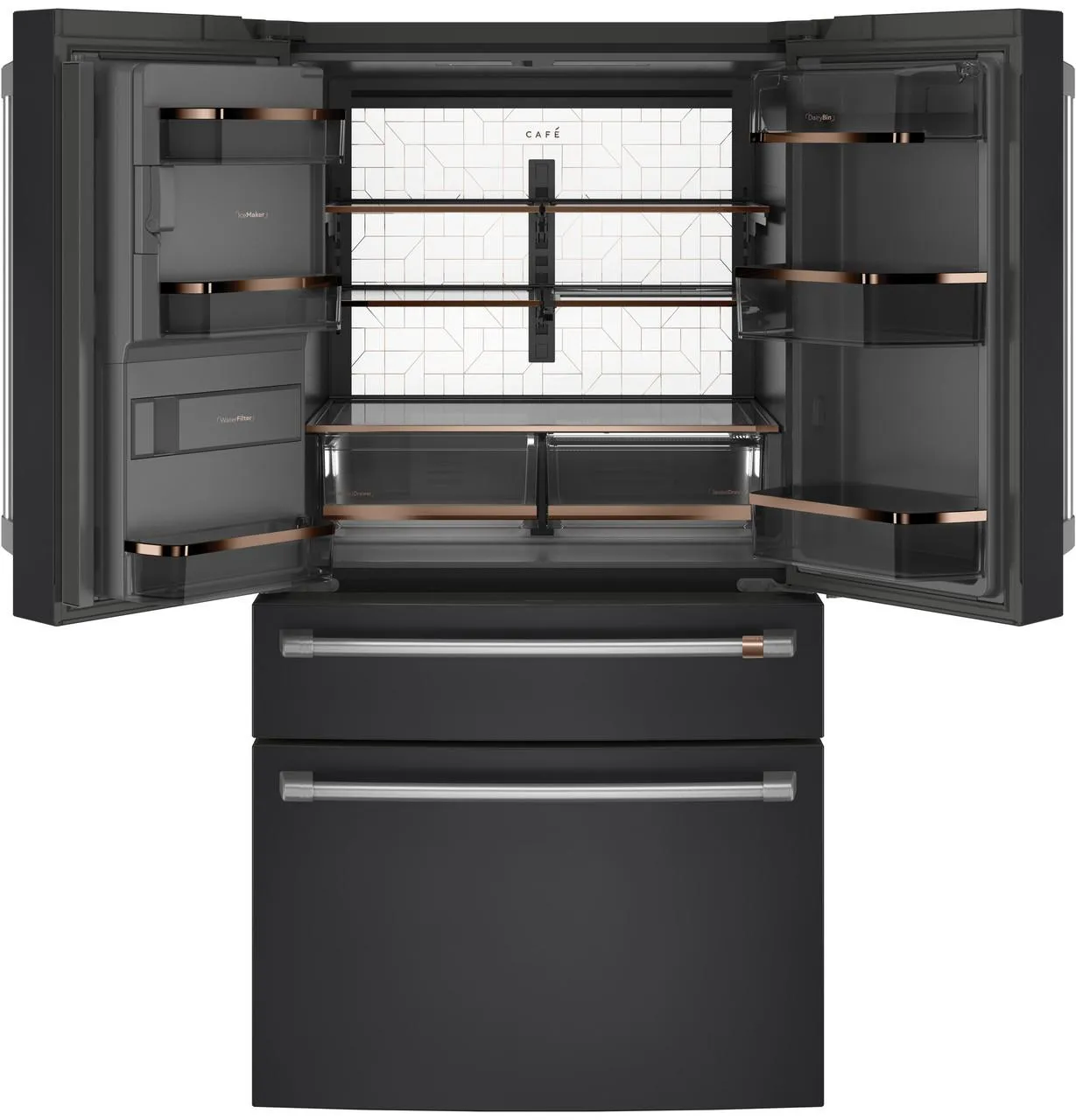 Cafe CXE22DP3PD1 Caf&#8482; Energy Star 22.3 Cu. Ft. Smart Counter-Depth 4-Door French-Door Refrigerator