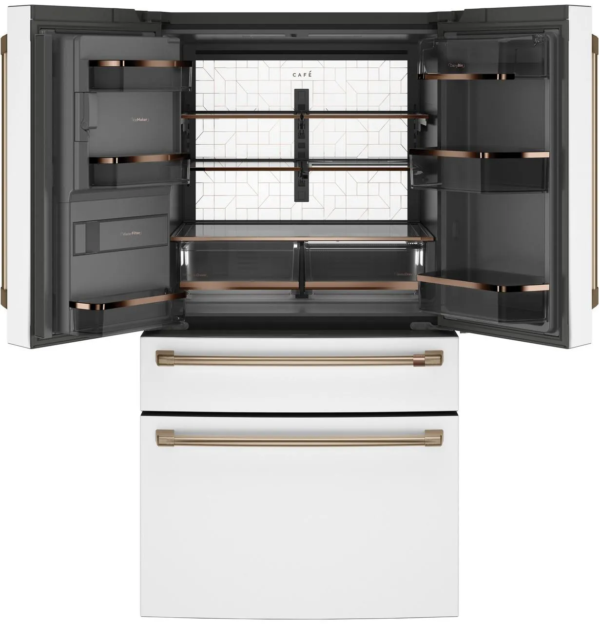 Cafe CXE22DP4PW2 Caf&#8482; Energy Star 22.3 Cu. Ft. Smart Counter-Depth 4-Door French-Door Refrigerator