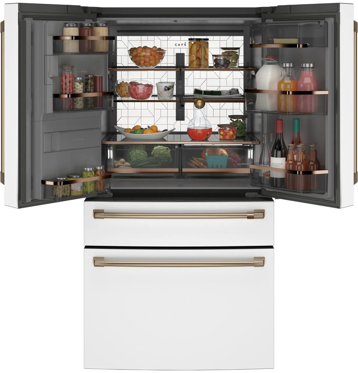 Cafe CXE22DP4PW2 Caf&#8482; Energy Star 22.3 Cu. Ft. Smart Counter-Depth 4-Door French-Door Refrigerator