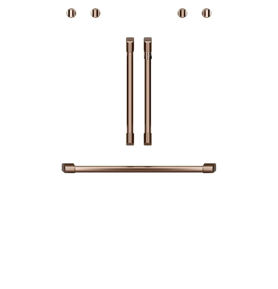 Cafe CXWDFHKPMCU Caf 2 French-Door Handles; 1 - 30" Handle; 4 Knobs - Brushed Copper