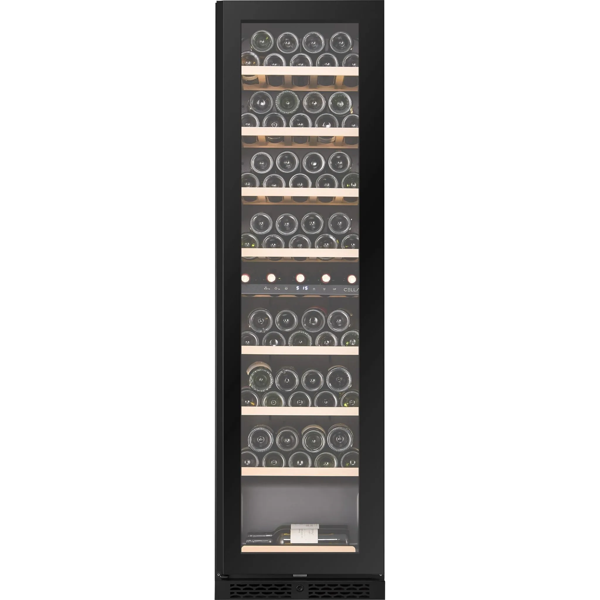 CELLA - 74 bottle Single Zone Wine Cooler - Shallow Depth - W82S-BLACK