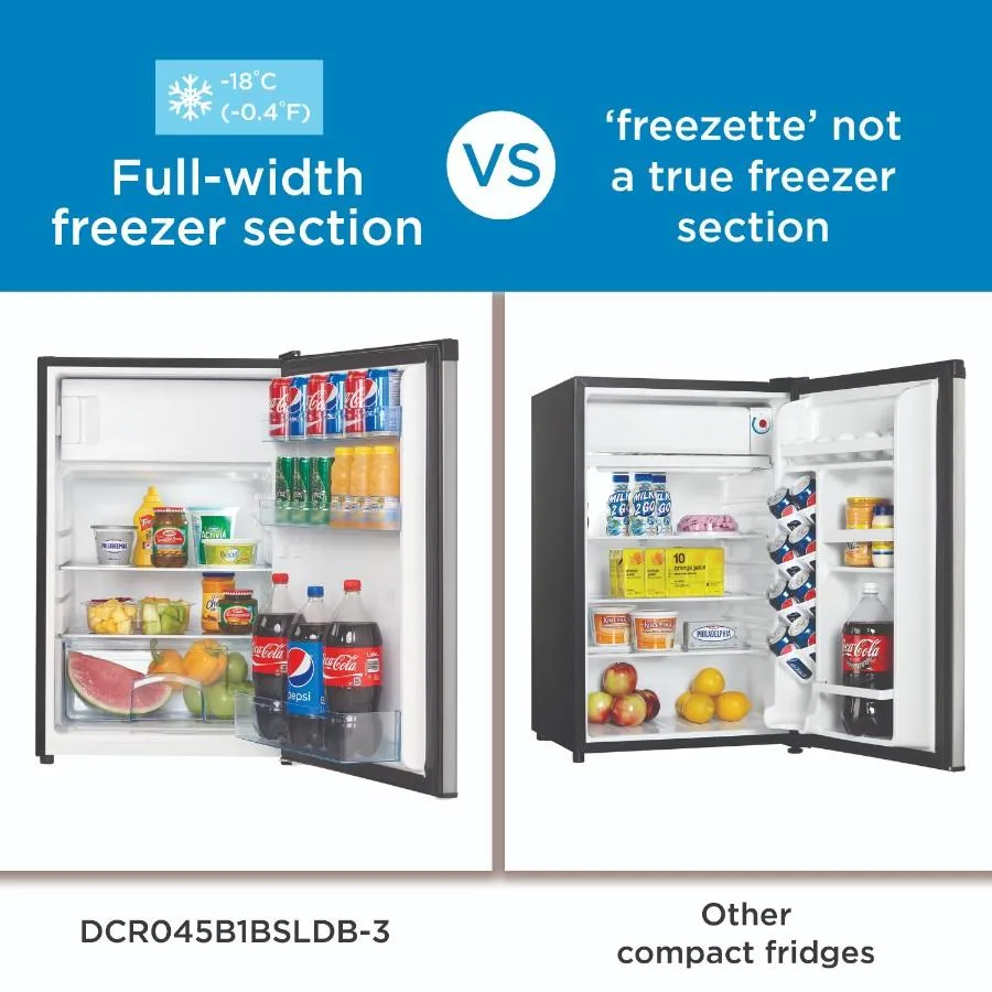 Danby DCR045B1BSLDB Danby 4.5 Cu. Ft. Compact Fridge With True Freezer In Stainless Steel