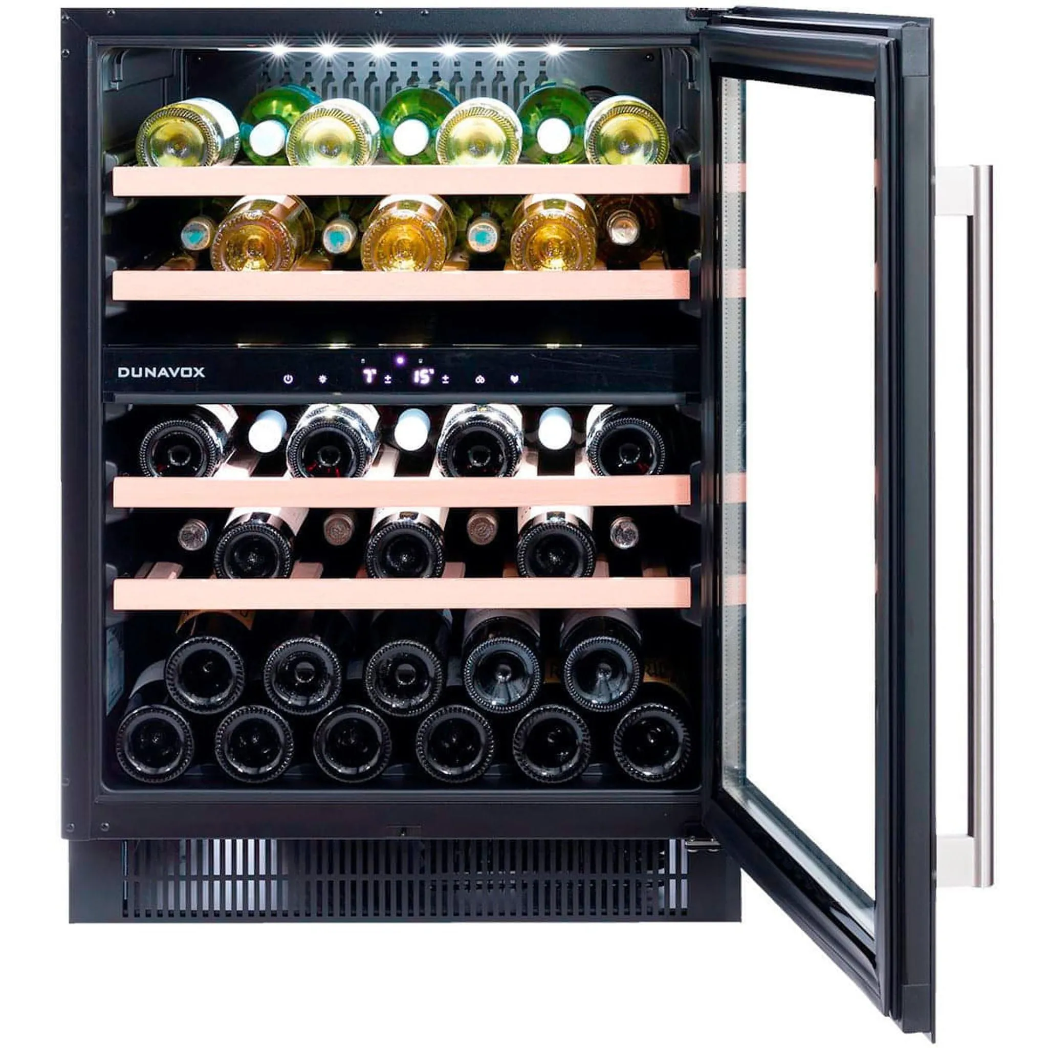 Dunavox FLOW-39 - 600mm Dual Zone - 39 Bottle - Built In Undercounter Wine Fridge - DAUF-39.121DB